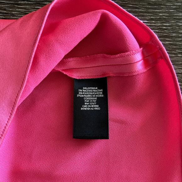 Alice + Olivia Harmon Candy Pink Satin Cami Top Sz Medium Cropped Cowl Neck Tank - Picture 9 of 16